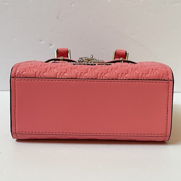 Michael Kors Hamilton MINI Satchel Shoulder Crossbody Bag Embossed MK Tea Rose - Picture 7 of 13